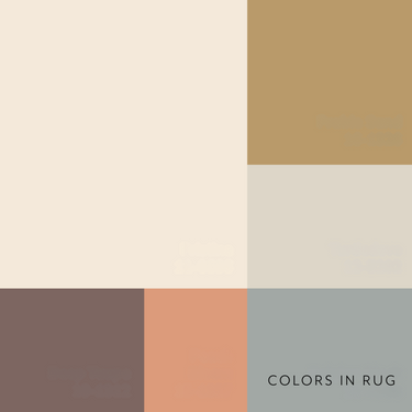 Color swatches of a rug with beige, brown, and gray tones.